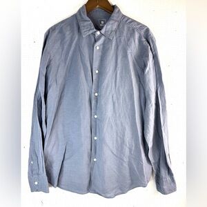 Biggie Milano XL Men's Tercel Linen Blue Button Down Shirt